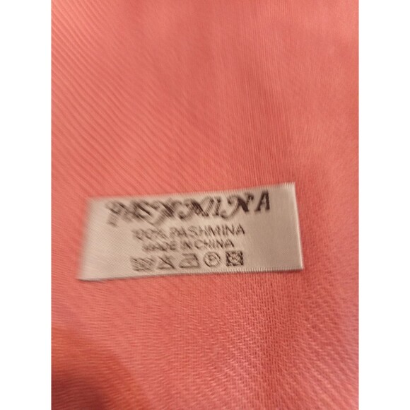 Pashmina Scarf Shawl Wrap Pink Fringe Solid 100% Pashmina - Picture 2 of 3